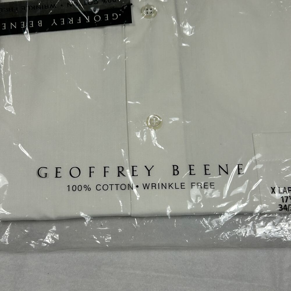 NWT Geoffrey Beene Men's XL 17.5 34/35 White Dress Shirt Wrinkle Free Cotton - Picture 3 of 10